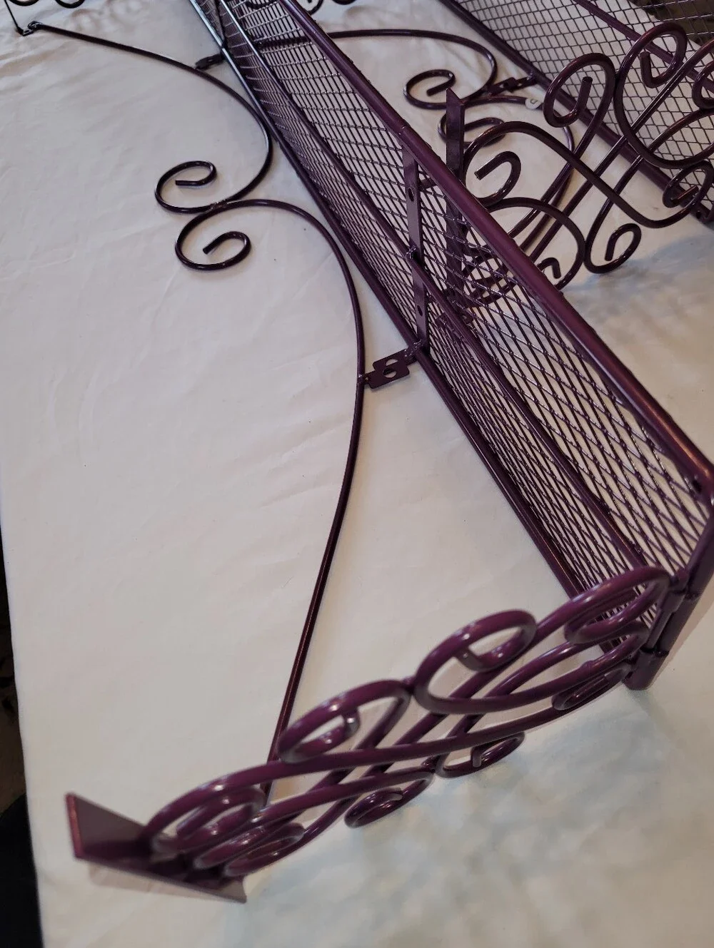 Purple Metal Over the Sink 2-Tier Shelf Scrollwork Storage Organizer NEW